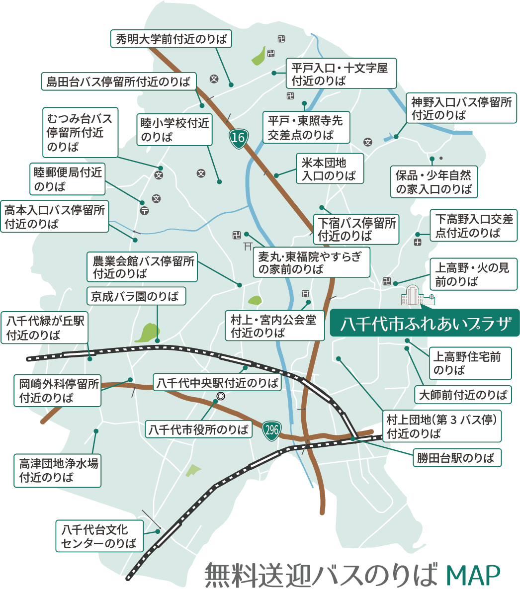 無料送迎バスのりばMAP